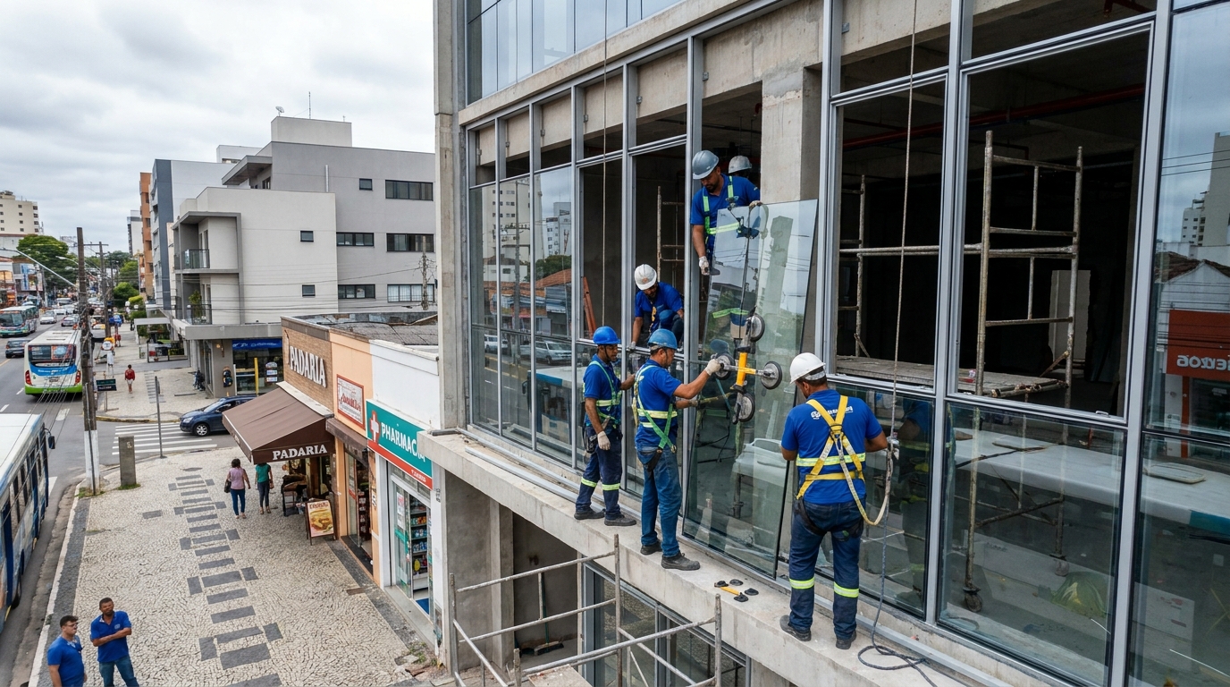 Fachada de alumínio no Setor Garavelo, Aparecida de Goiânia‑GO