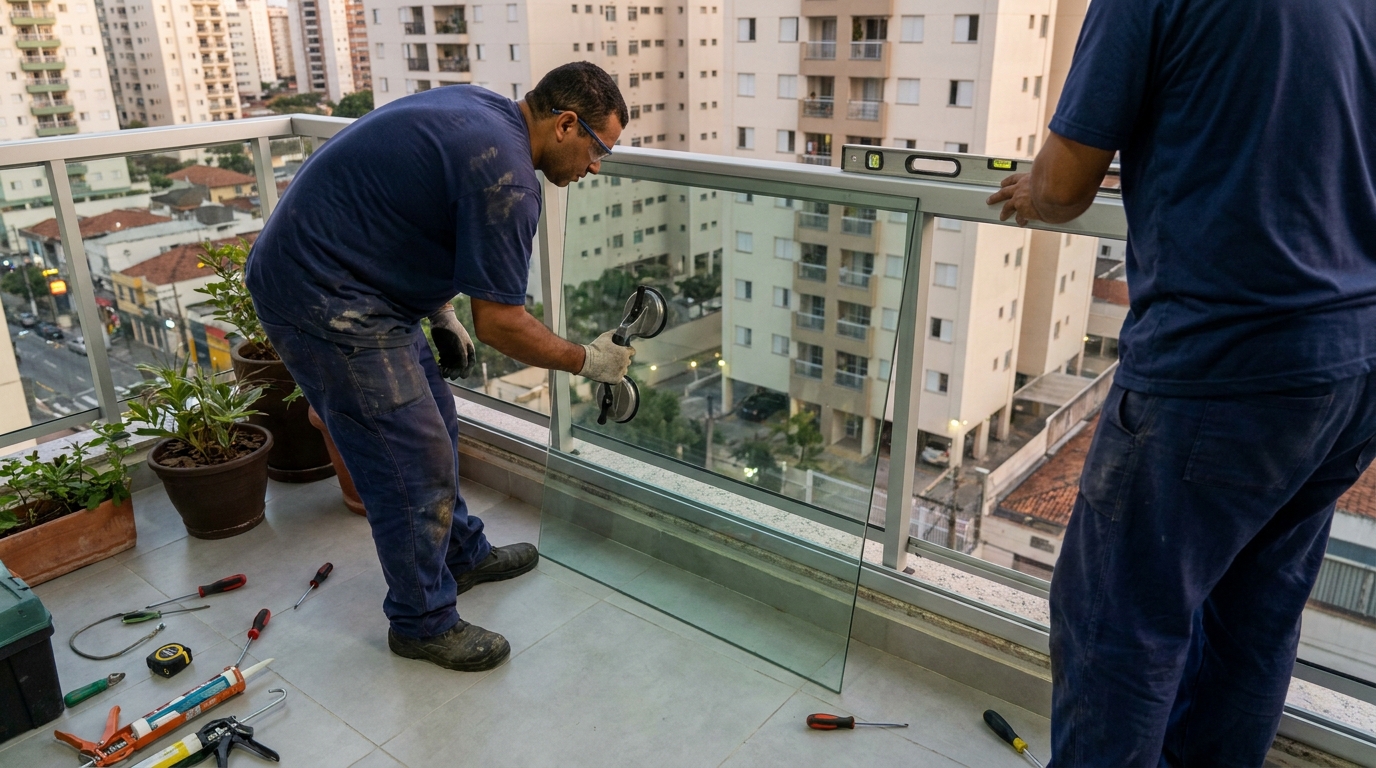 Instalação de box de banheiro no Adão do Carmo Leonel, Ribeirão Preto‑SP