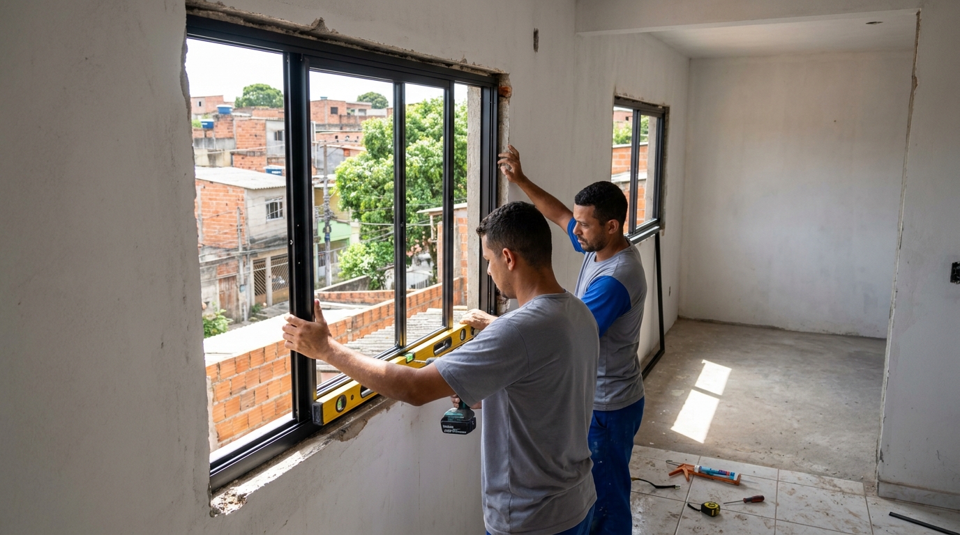 Porta de correr integrando varanda no Setor Garavelo, Aparecida de Goiânia‑GO
