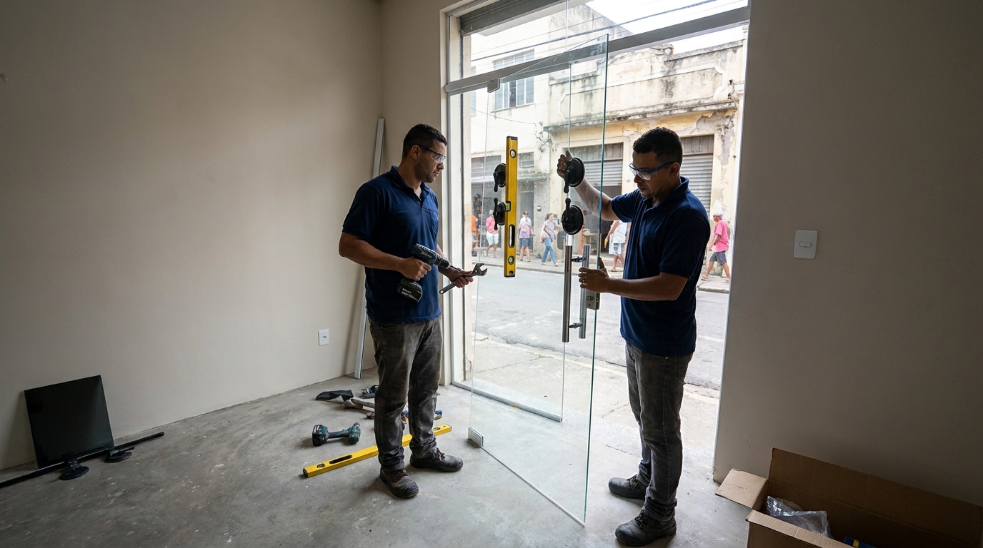 Portas de alumínio no Setor Garavelo, Aparecida de Goiânia‑GO